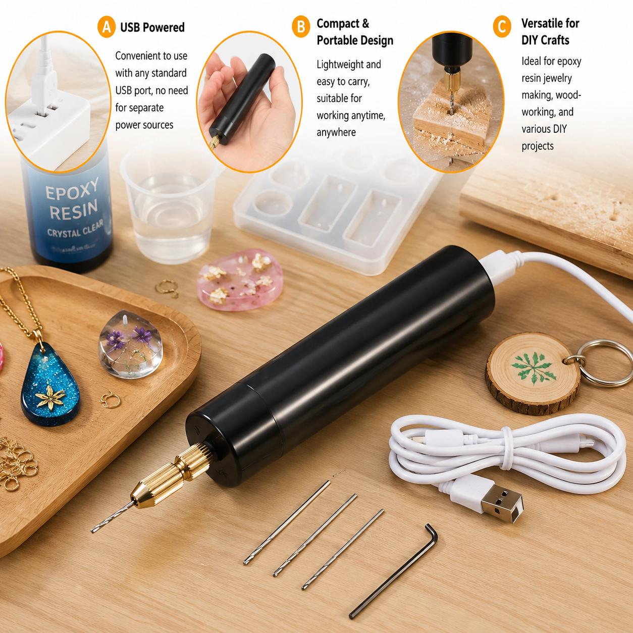 Mini Electric Drill USB Powere - огляд і ціна Jewelry Making Board
